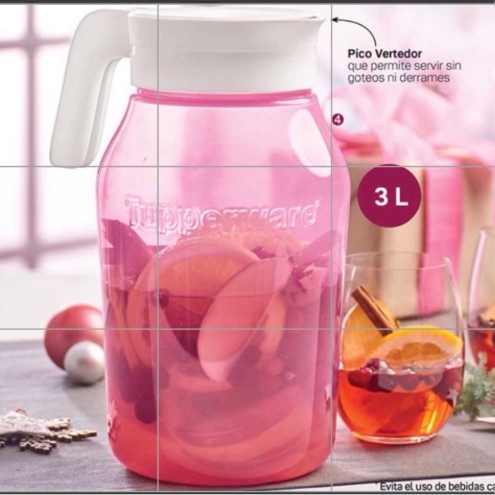 New Tupperware Universal Jug 3 Liter Pink & White Lid - Picture 4 of 4